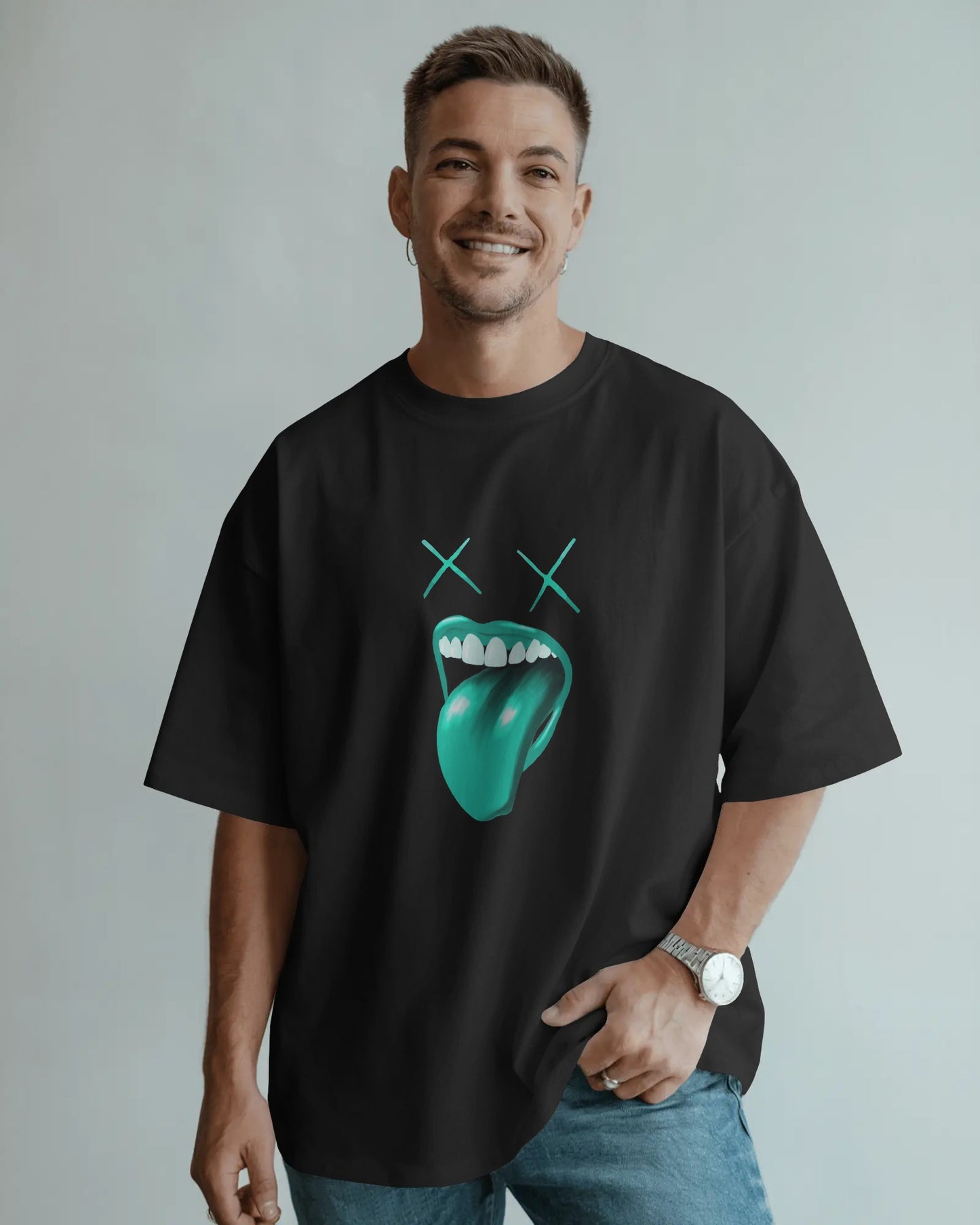 X-Eyes Tongue-Out Oversized T-Shirt – Funky Graphic Tee (Unisex Streetwear)