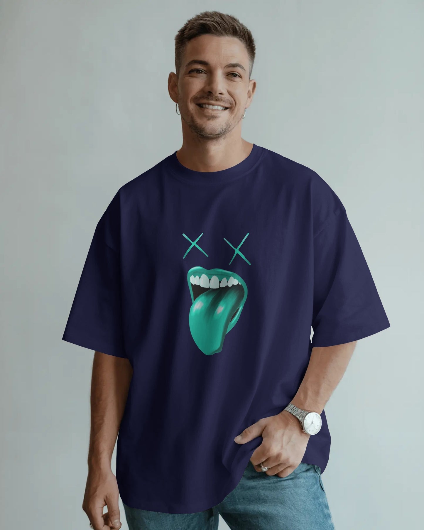 X-Eyes Tongue-Out Oversized T-Shirt – Funky Graphic Tee (Unisex Streetwear)