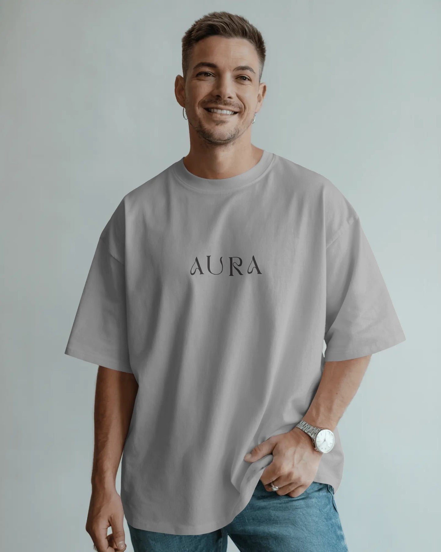 AURA Oversized T-Shirt for Men – Premium Cotton | Minimal Streetwear Tee