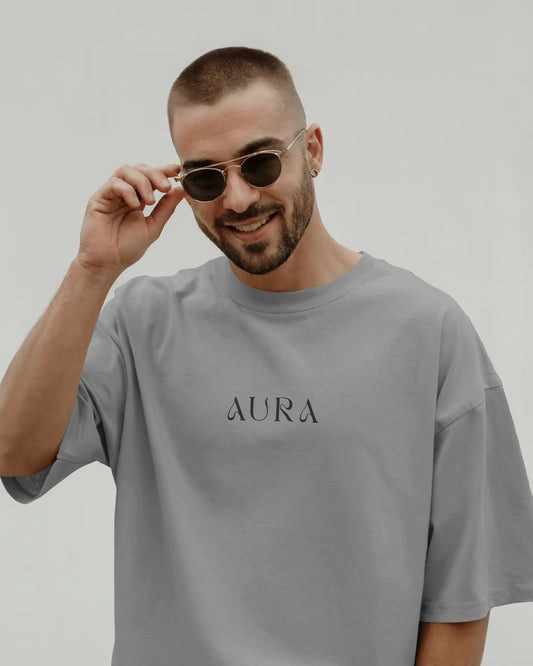 AURA Oversized T-Shirt for Men – Premium Cotton | Minimal Streetwear Tee