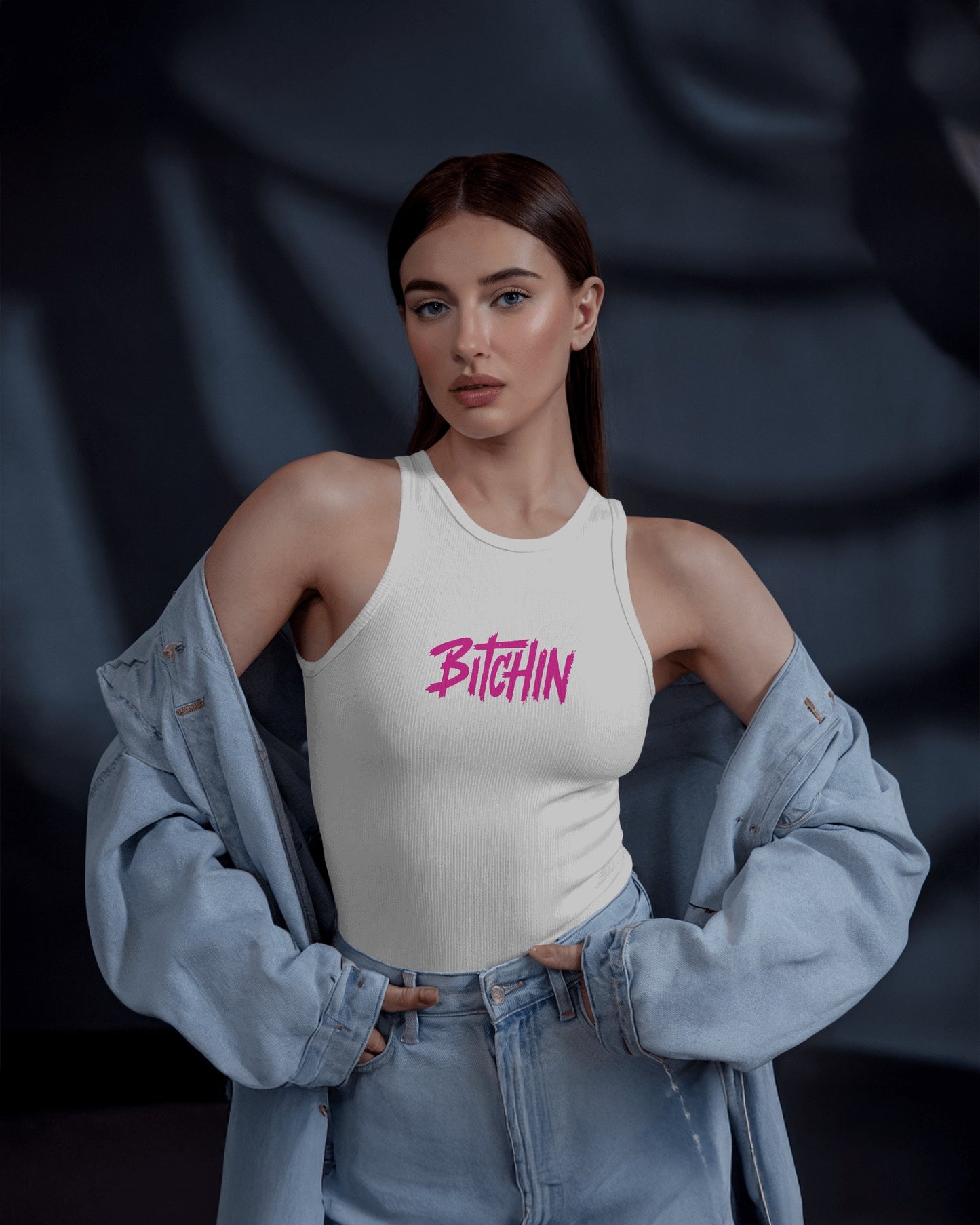 Women’s Crop Tank Top – Retro “Bitchin” Graphic Print