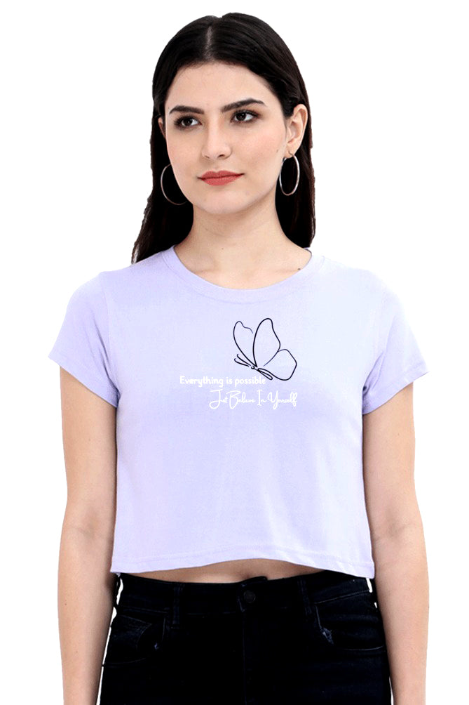 Minimalist Line-Art Butterfly Crop Top T-shirt