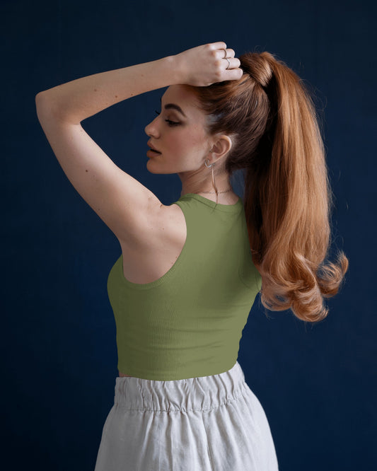 Sleeveless Crop Tank Top – Cartoon Bubble Gum Girl Graphic Tee