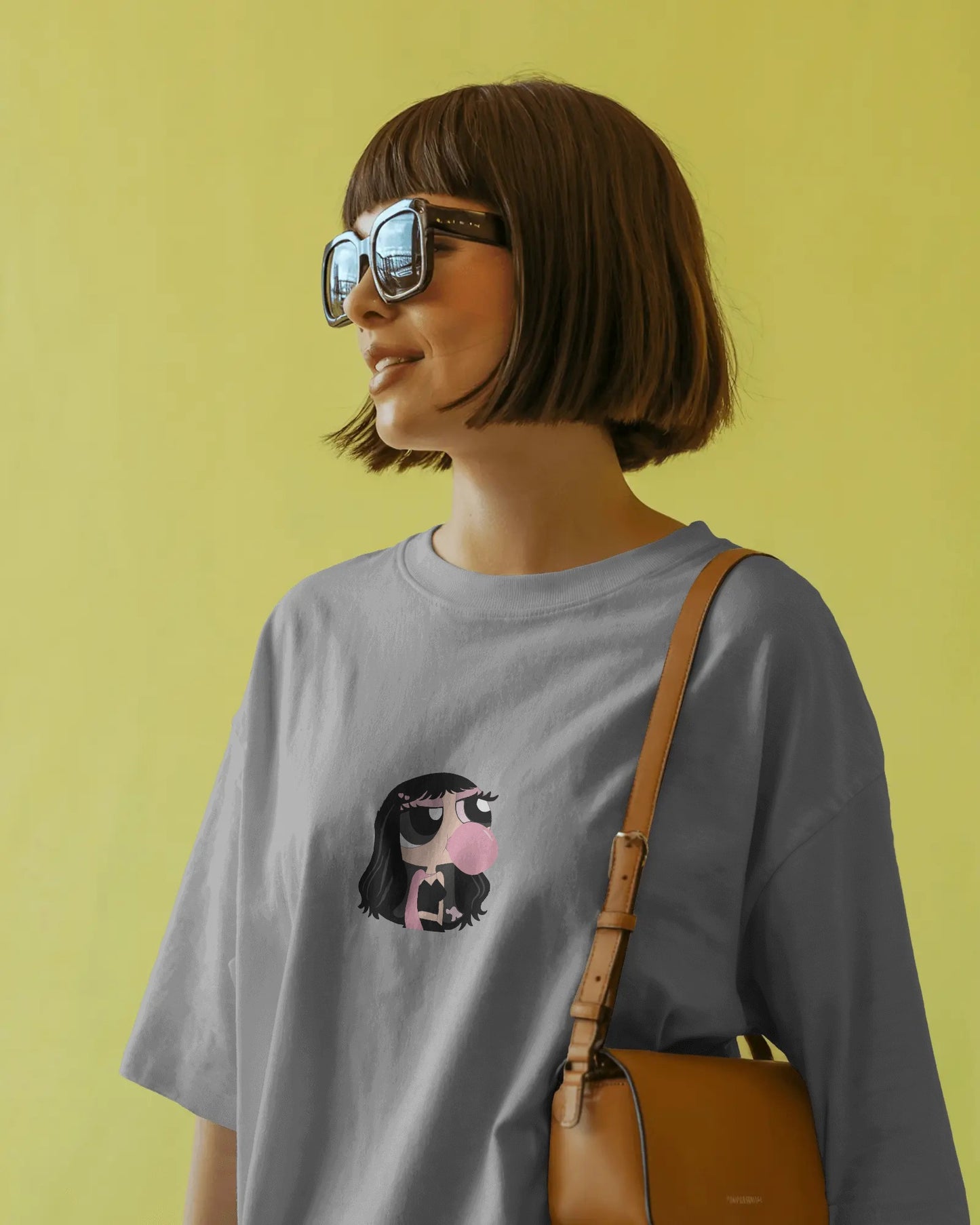 Baby Oversized T-Shirt – Cartoon Bubble Gum Girl Graphic Tee