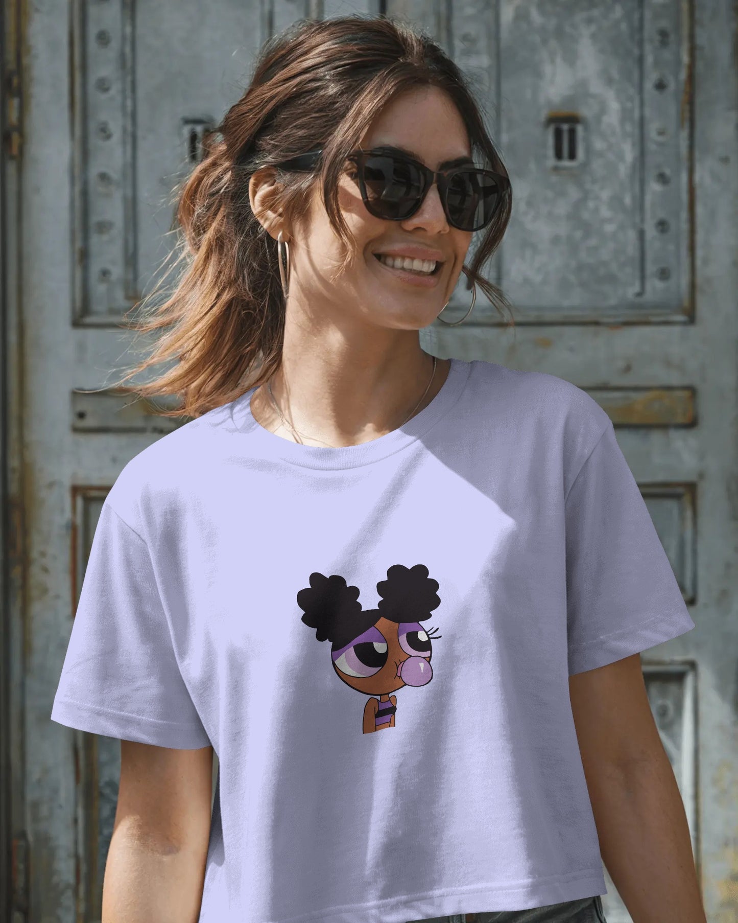 Crazy Power Puff Crop Top – Women’s Cute Oversized Streetwear Tee