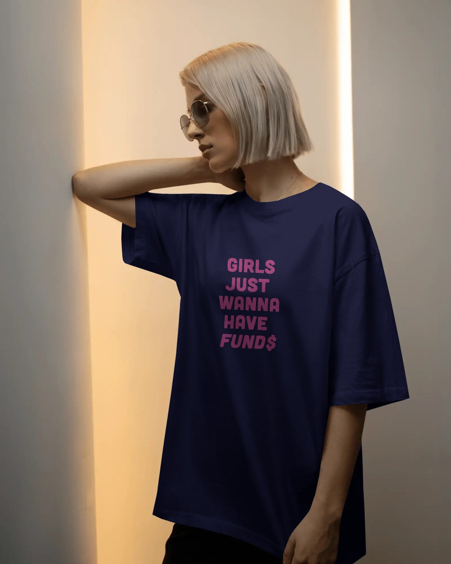 Oversized Baby Women’s T-Shirt – “Girls Just Wanna Have Funds” Graphic Print