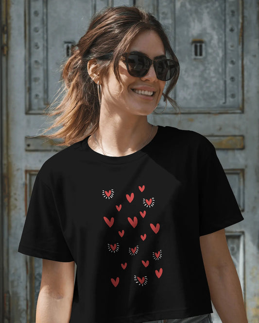 Red Hearts Crop Top