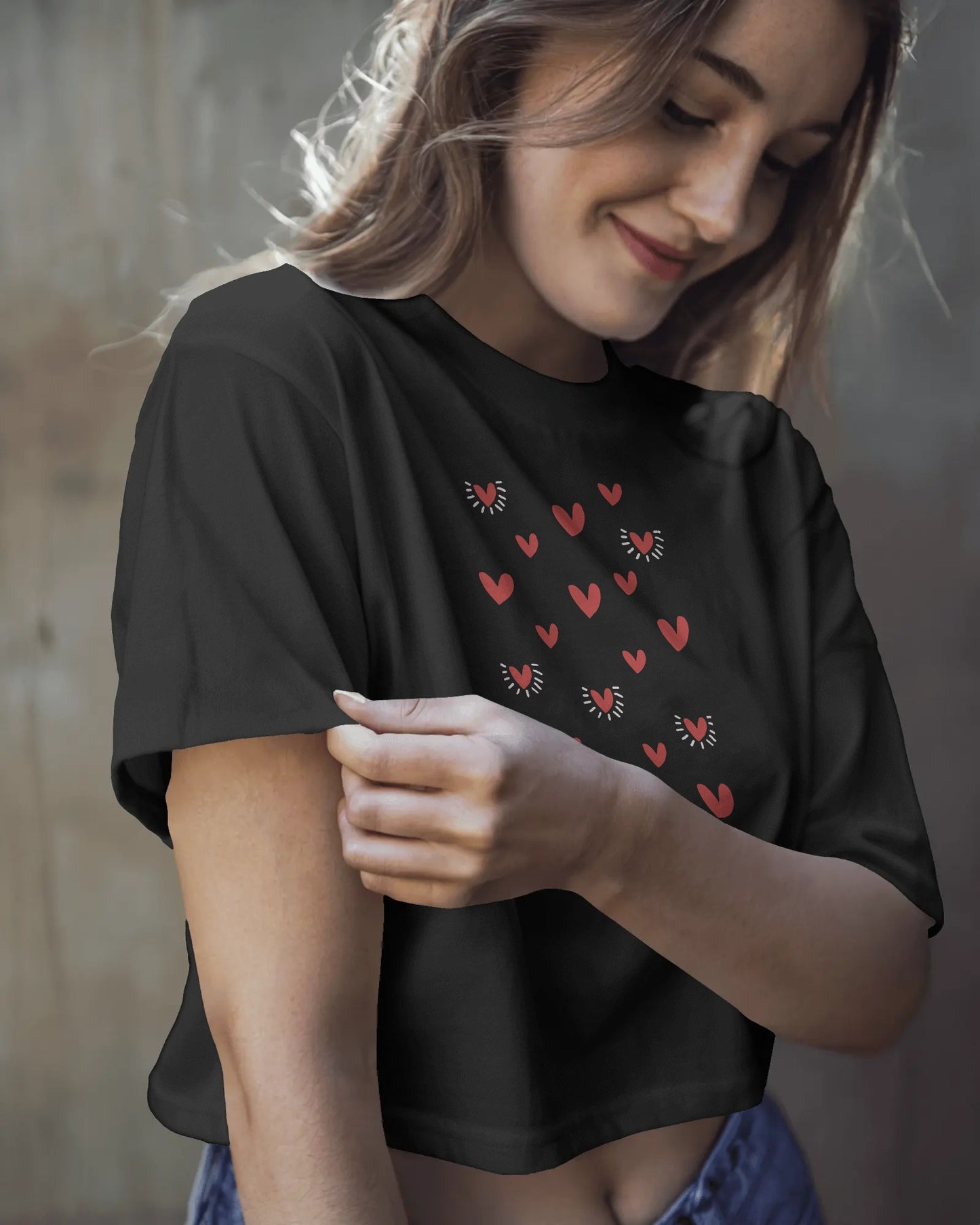 Red Hearts Crop Top