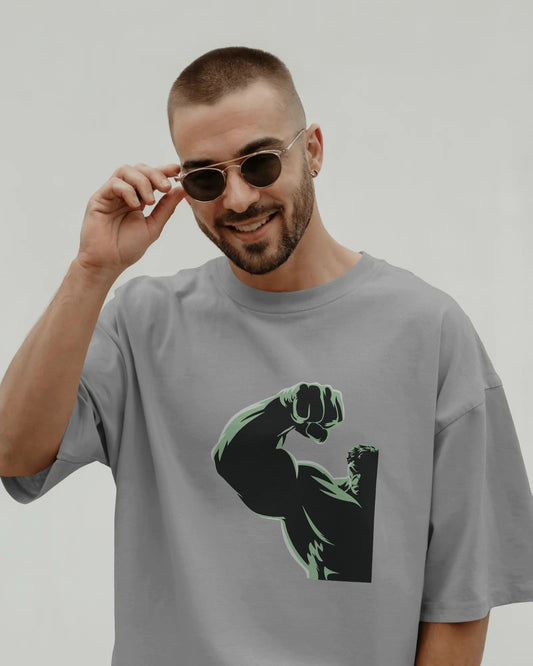 Men's Oversized T-Shirt with Hulk-Inspired Print | Bold Superhero Graphic Tee