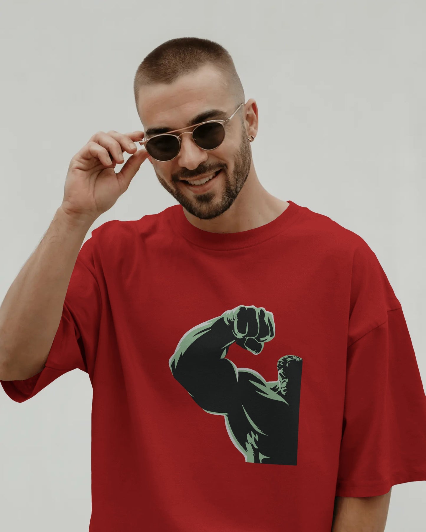 Men's Oversized T-Shirt with Hulk-Inspired Print | Bold Superhero Graphic Tee