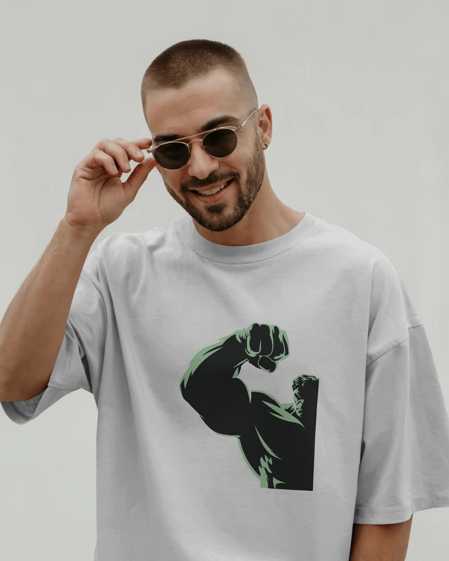 Men's Oversized T-Shirt with Hulk-Inspired Print | Bold Superhero Graphic Tee