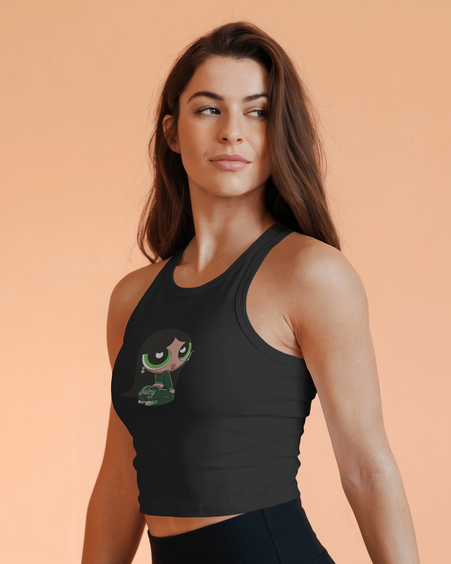 Juicy Powerpuff Girl Tank Top – Fitted Graphic Sleeveless Tee