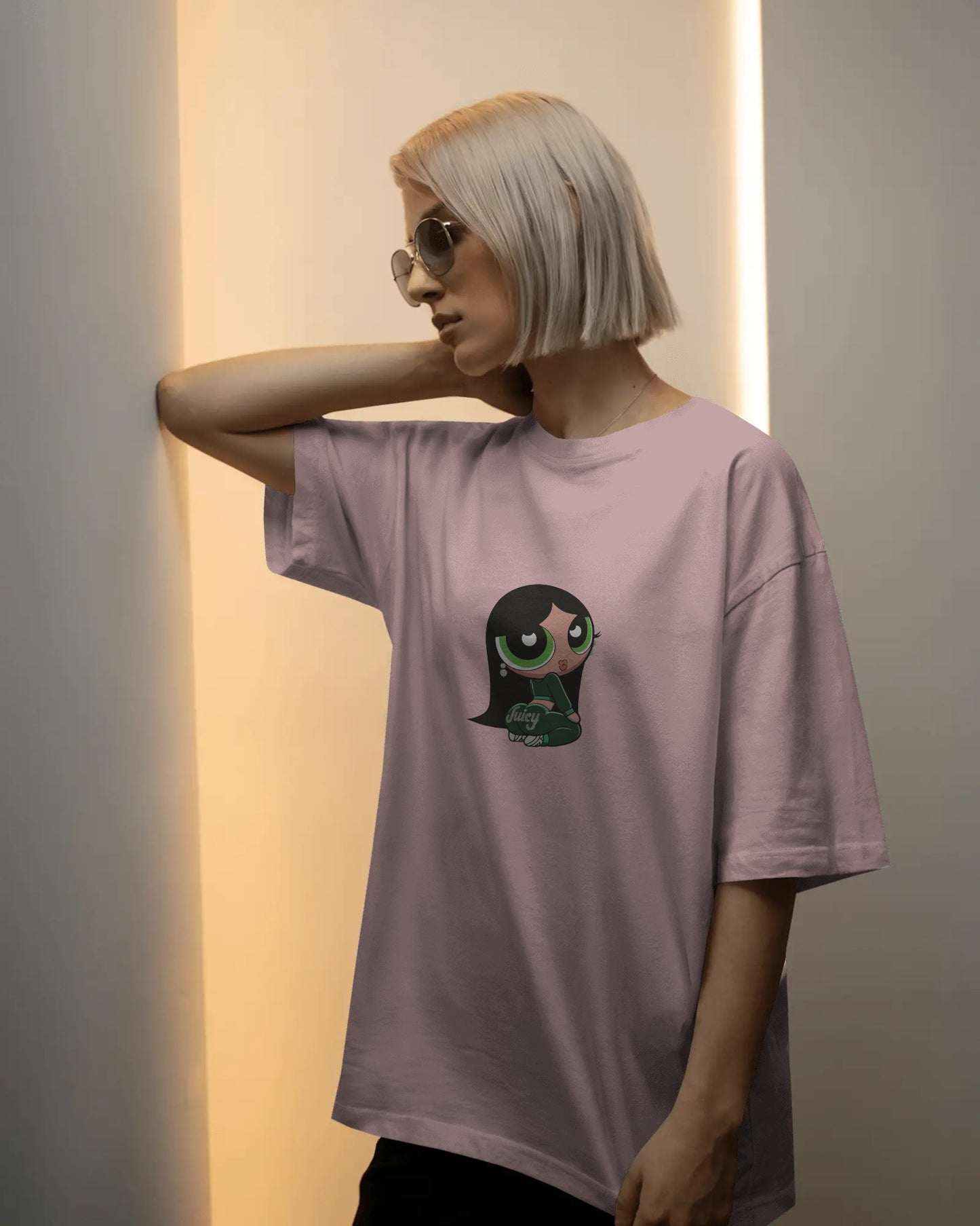 Juicy Powerpuff Girl Graphic T-Shirt – Oversized Unisex White Tee