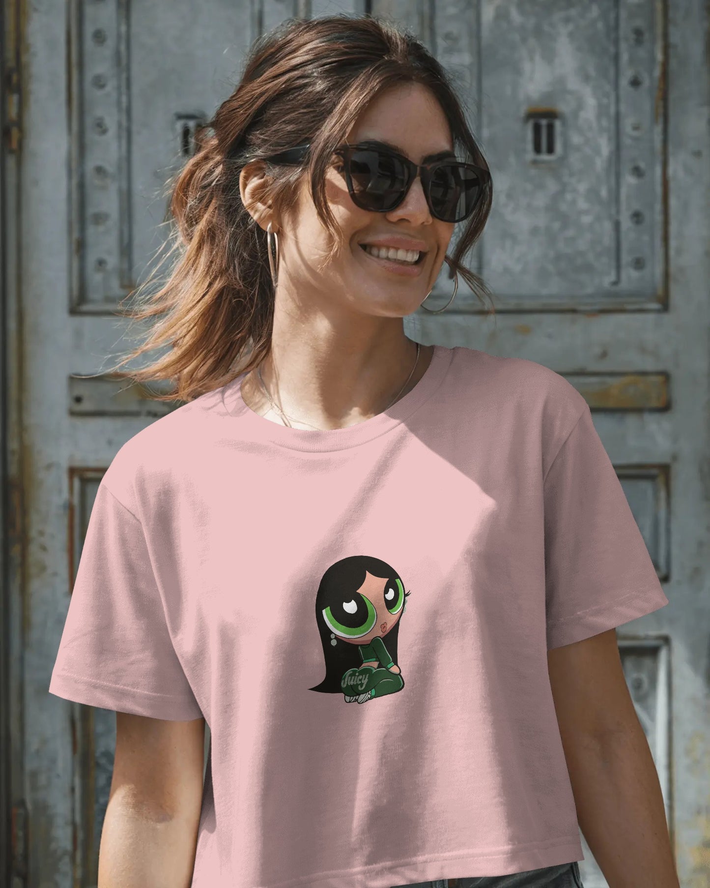 Juicy Powerpuff Girl Crop Top – Baby Graphic Tee for Women