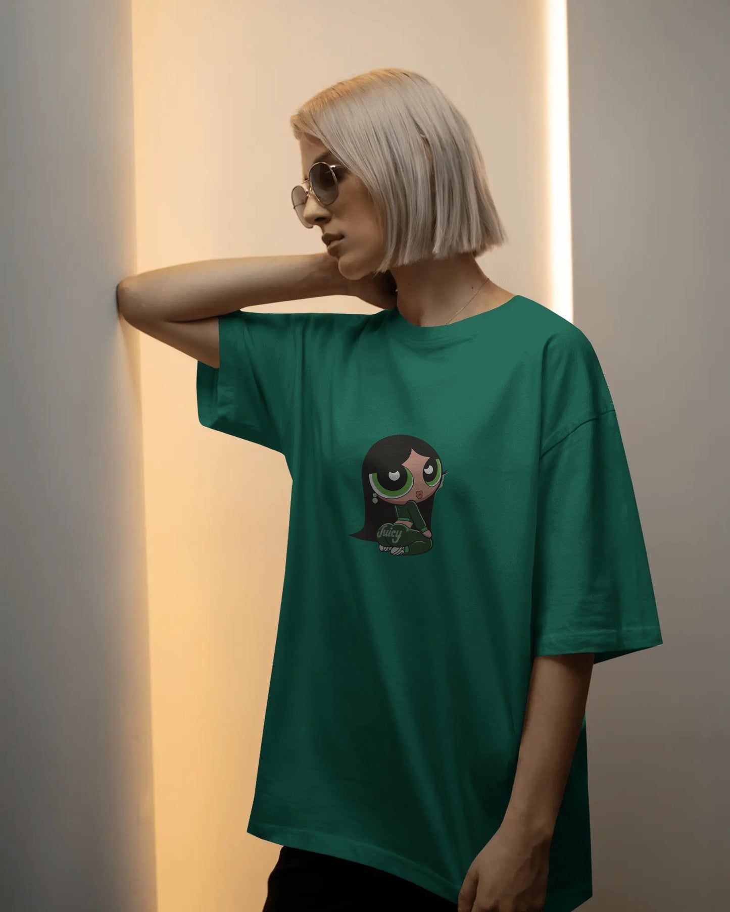 Juicy Powerpuff Girl Graphic T-Shirt – Oversized Unisex White Tee