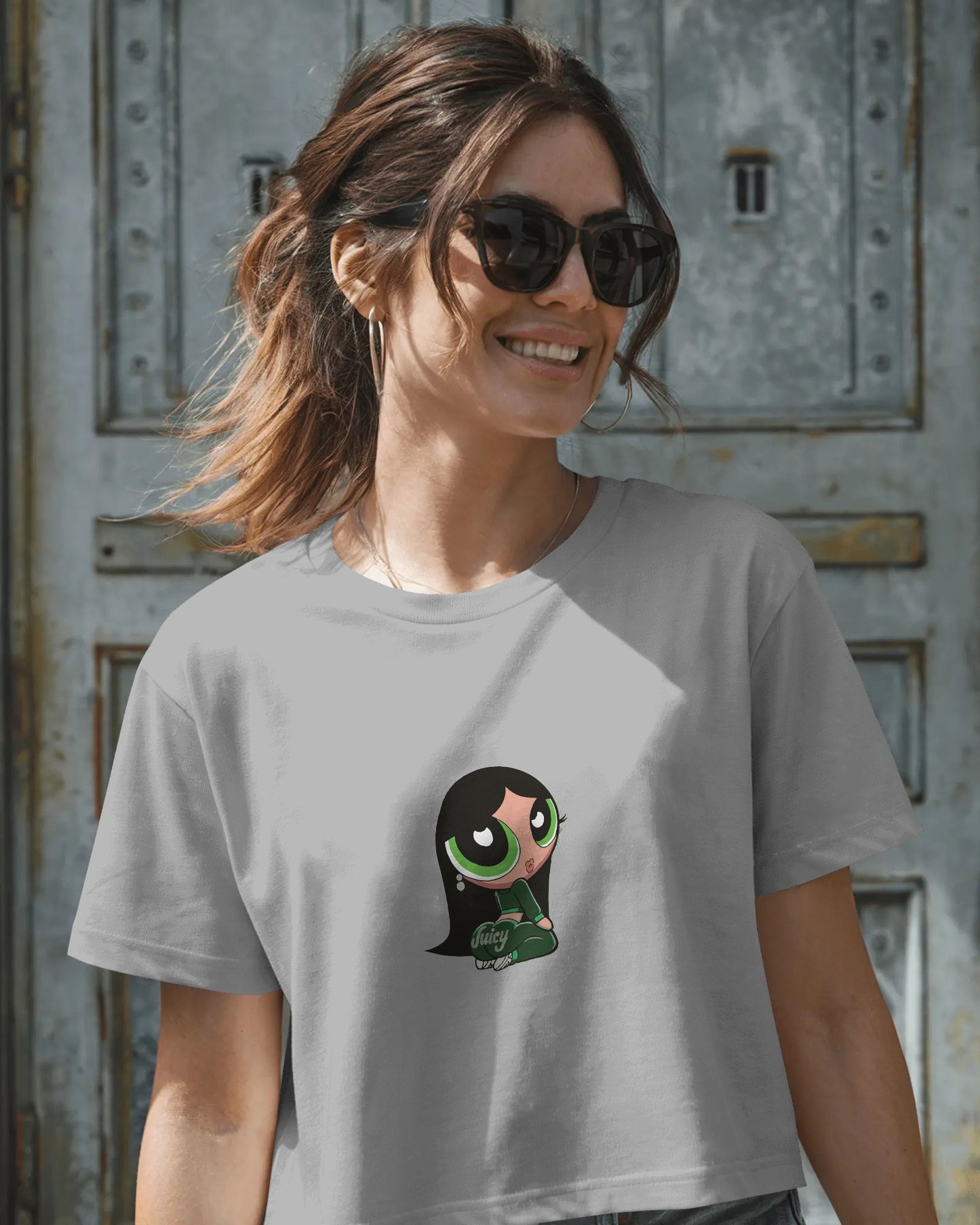 Juicy Powerpuff Girl Crop Top – Baby Graphic Tee for Women