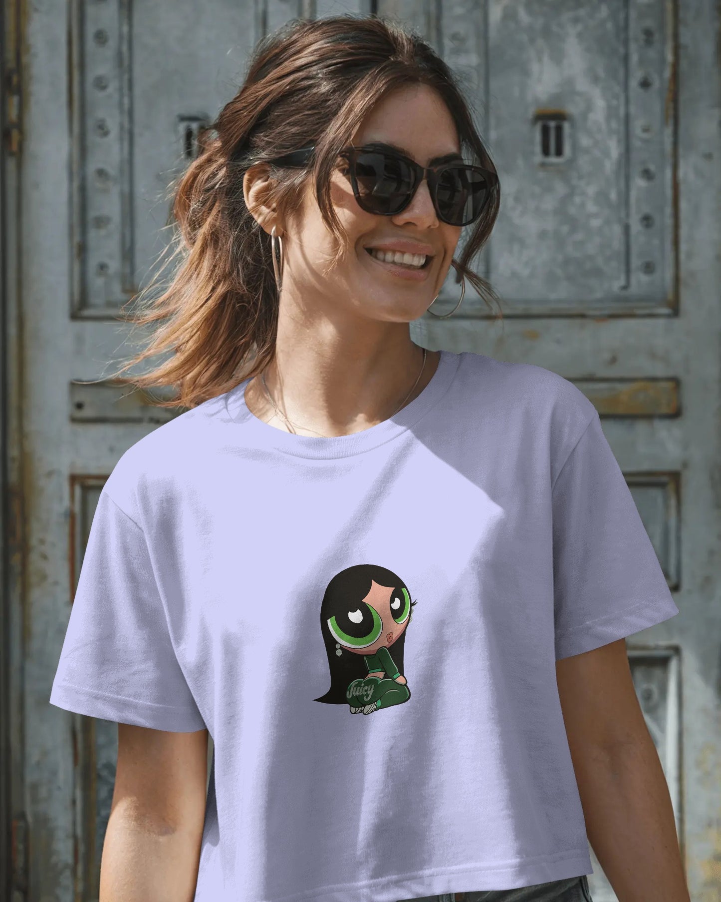 Juicy Powerpuff Girl Crop Top – Baby Graphic Tee for Women