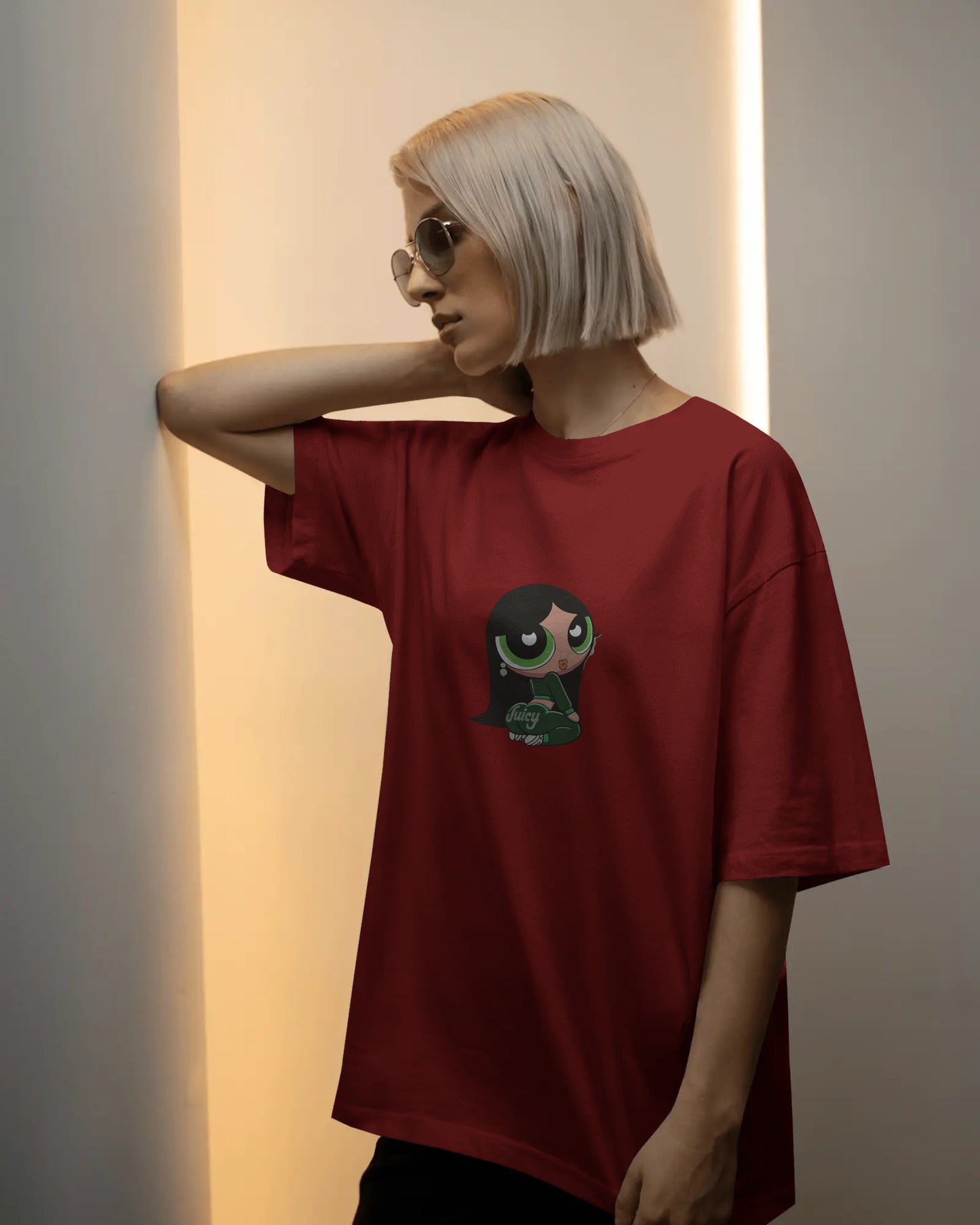 Juicy Powerpuff Girl Graphic T-Shirt – Oversized Unisex White Tee