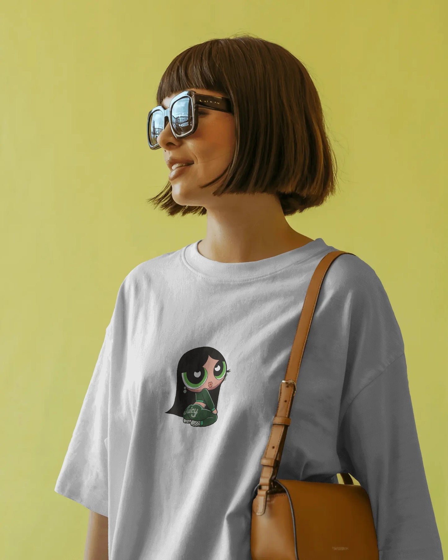 Juicy Powerpuff Girl Graphic T-Shirt – Oversized Unisex White Tee