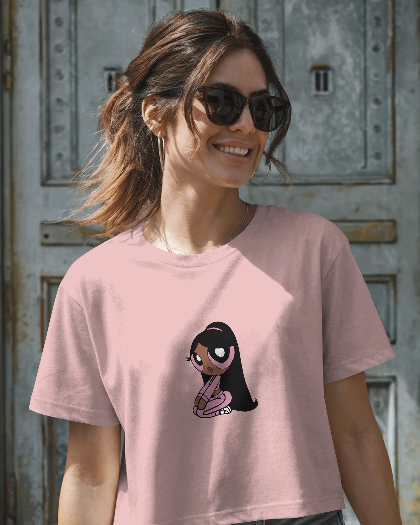 Baby Crop Top – Pink Power Puff Tee | Women’s Casual Streetwear