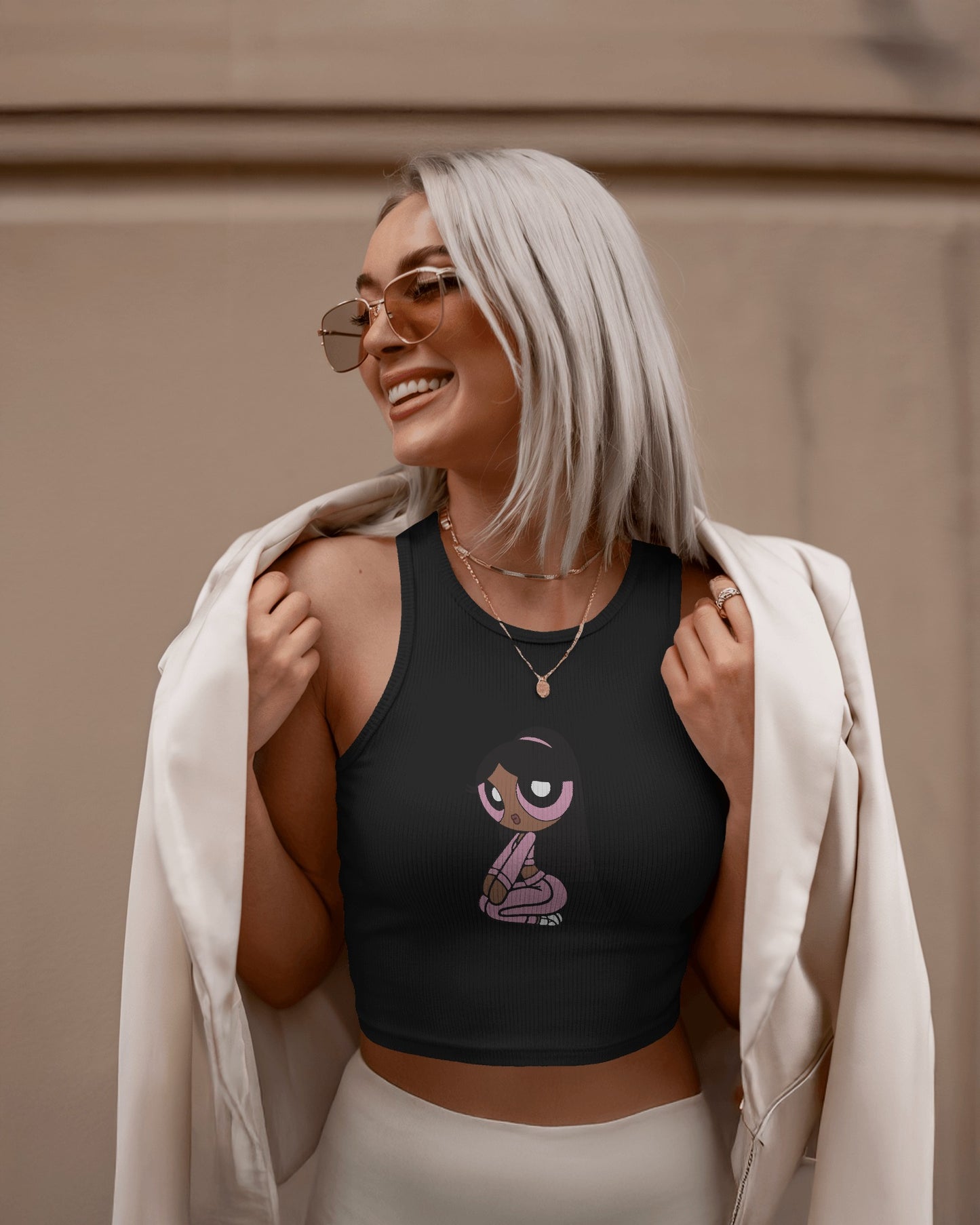 Cartoon Print Tank Top – Women’s Cropped Sleeveless Tee | Streetwear Fashion