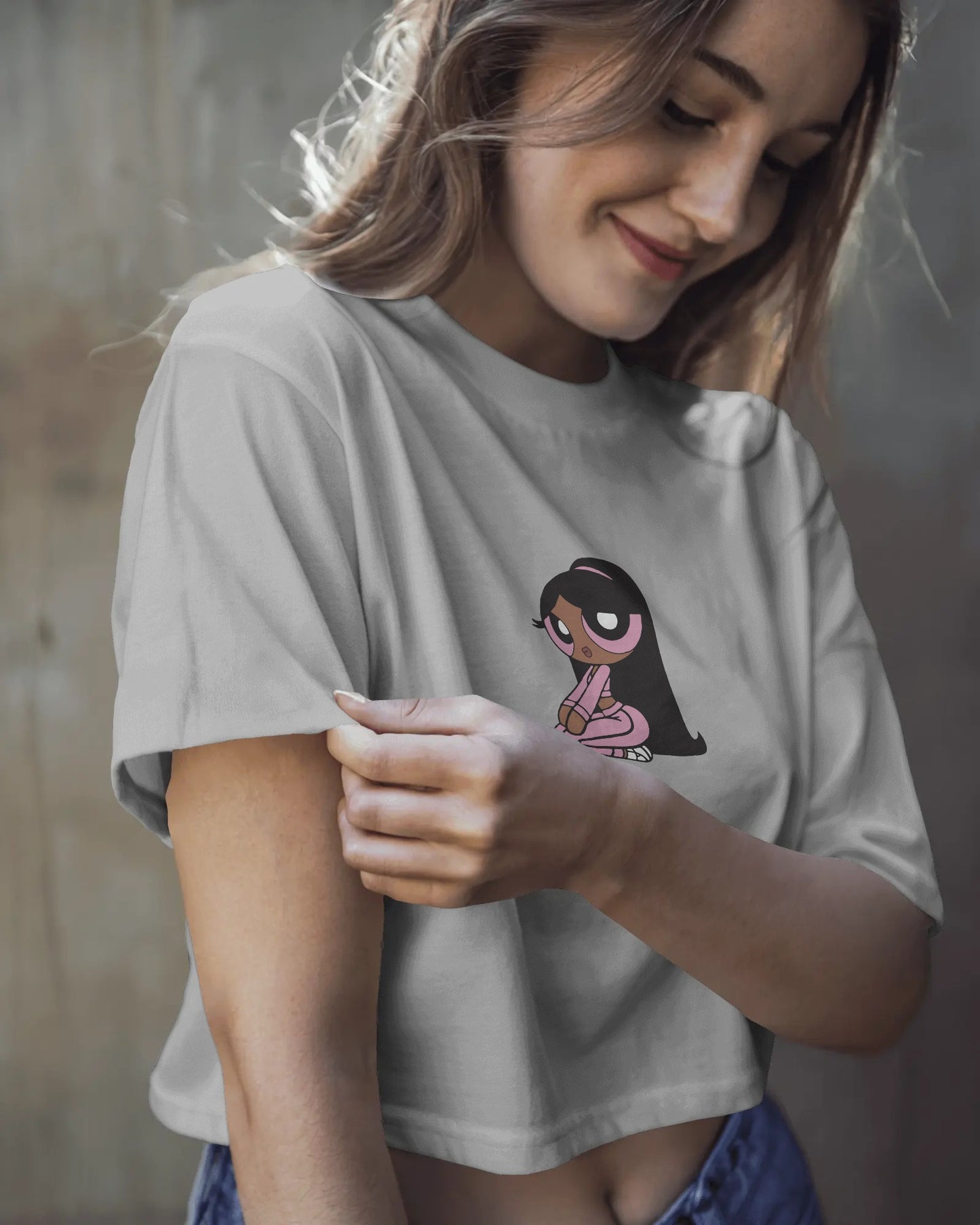 Baby Crop Top – Pink Power Puff Tee | Women’s Casual Streetwear