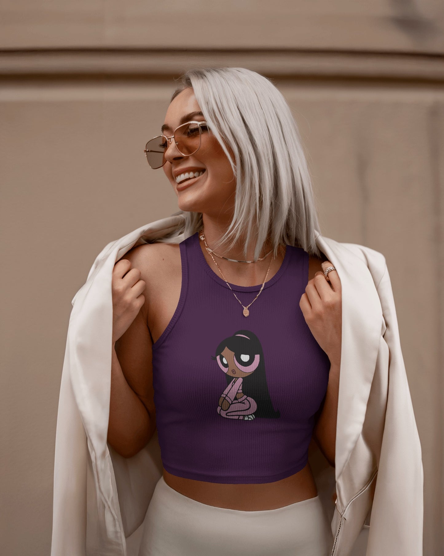 Cartoon Print Tank Top – Women’s Cropped Sleeveless Tee | Streetwear Fashion