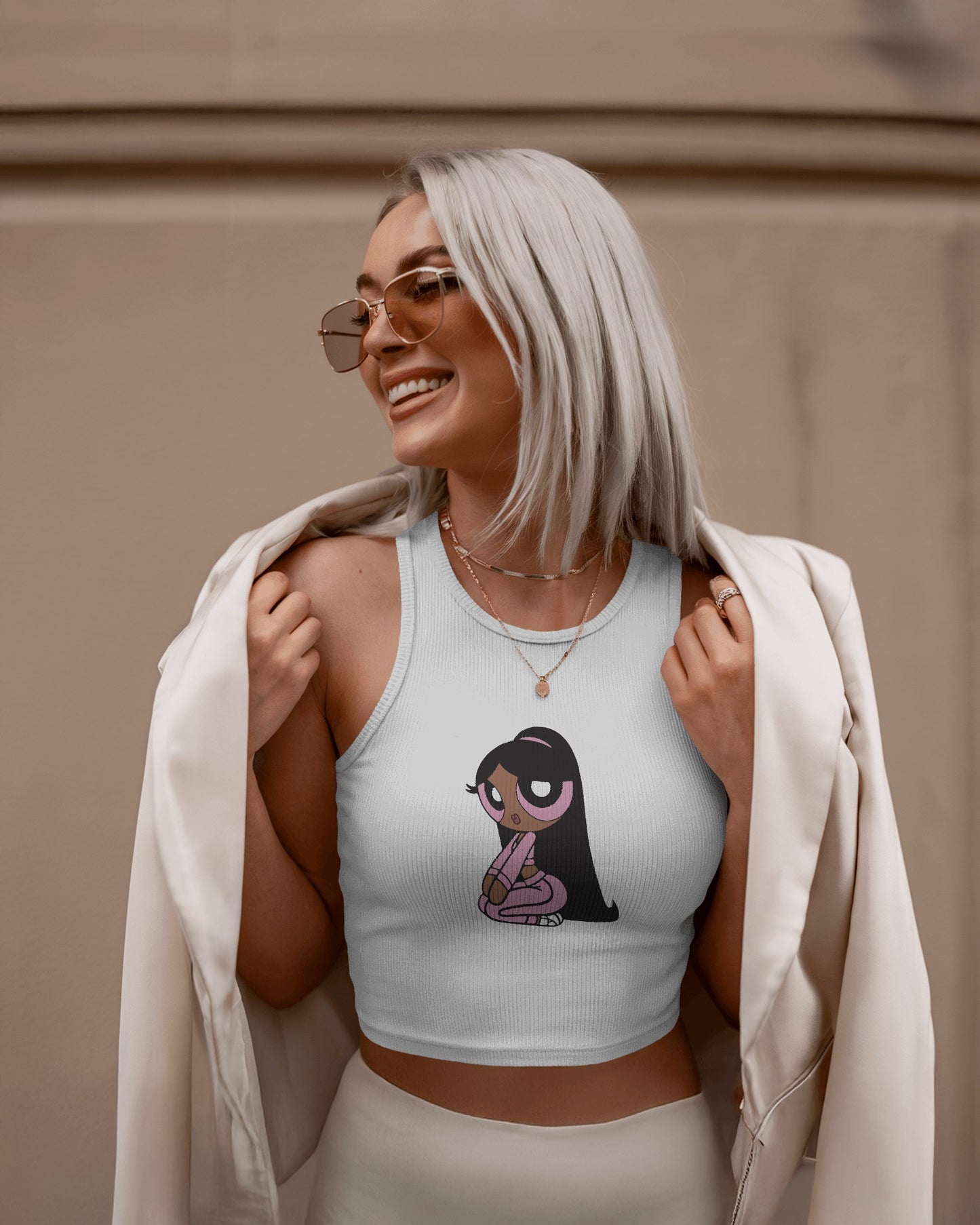 Cartoon Print Tank Top – Women’s Cropped Sleeveless Tee | Streetwear Fashion