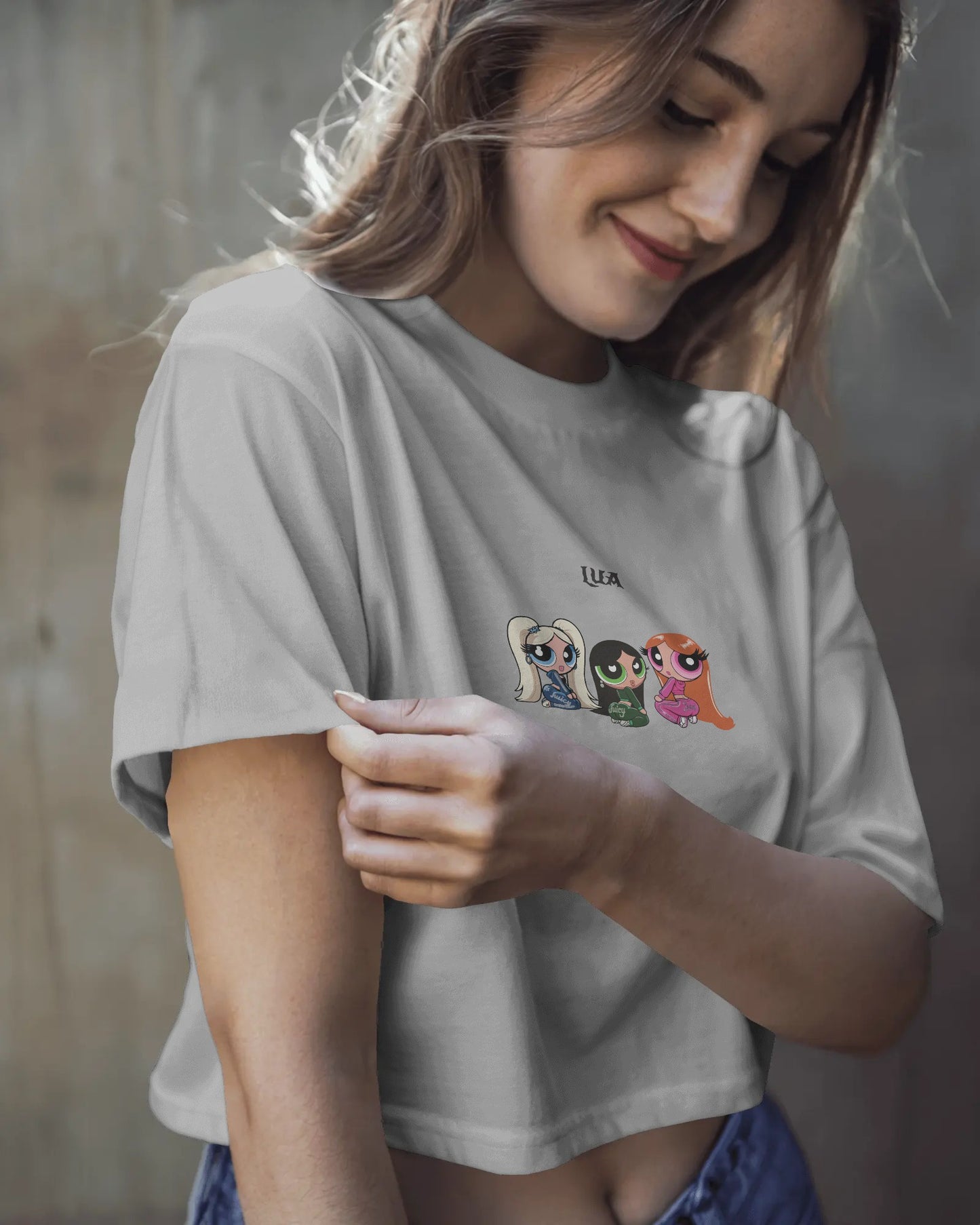 Cartoon Trio Crop Top – Women’s Graphic Tee | Casual Streetwear
