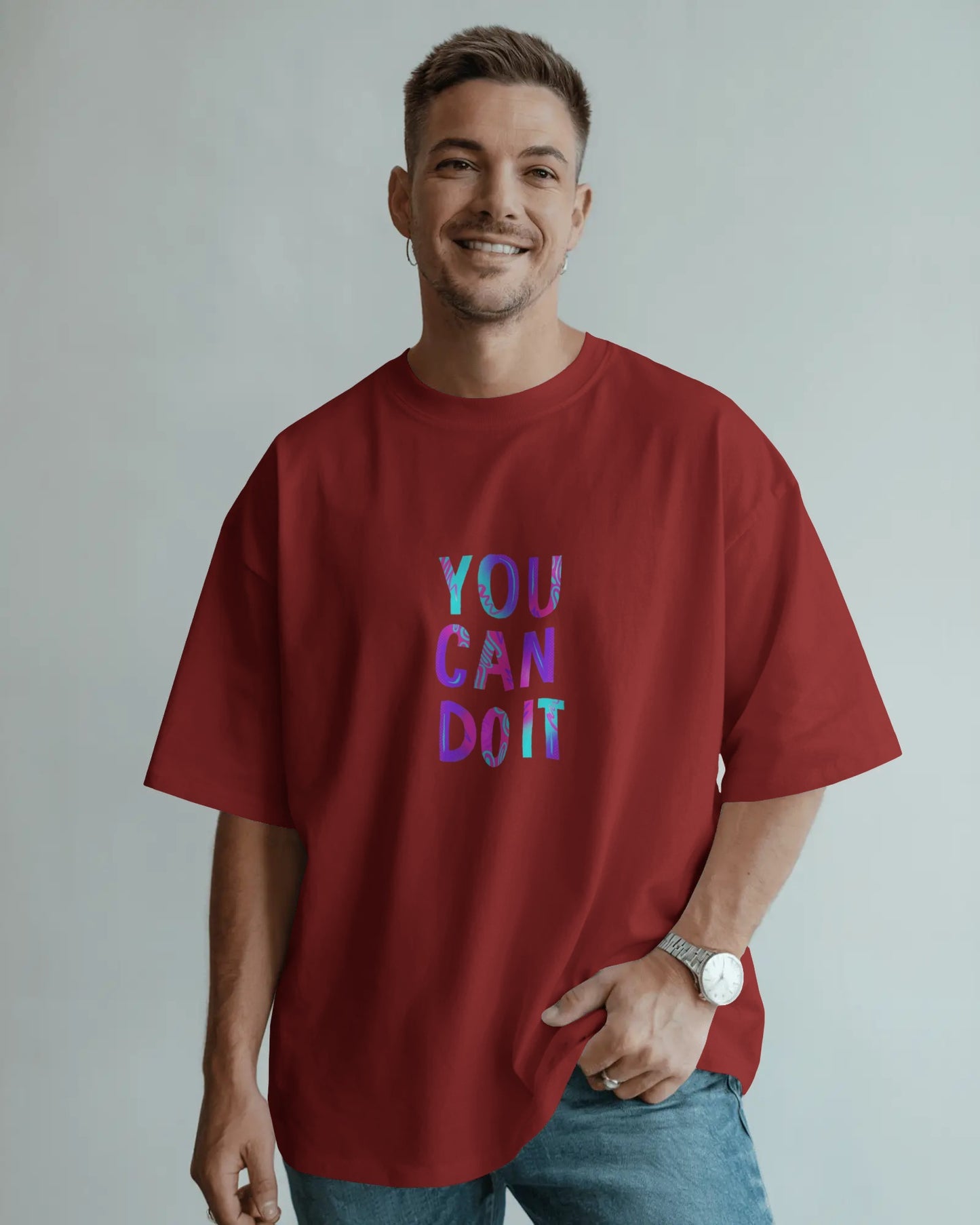 "You Can Do It" Oversized T-Shirt – Motivational Graphic Tee for Men & Women