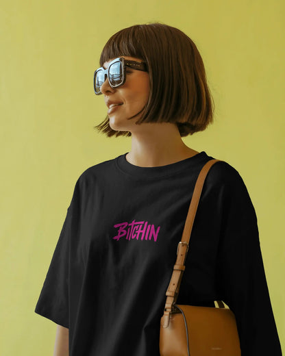 Oversized Baby Graphic T-Shirt – Retro “Bitchin” Print for Women