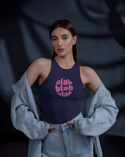 Blah Women’s Crop Tank Top – Retro “Blah Blah Blah” Graphic Print