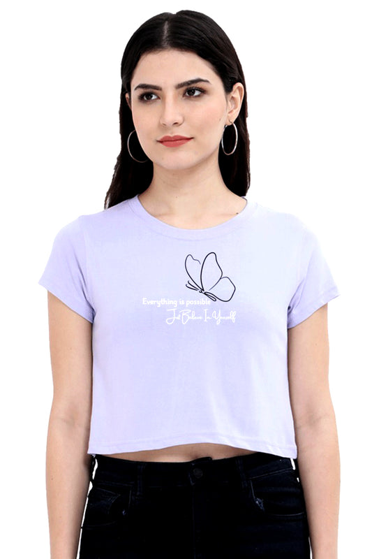 Minimalist Line-Art Butterfly Crop Top T-shirt