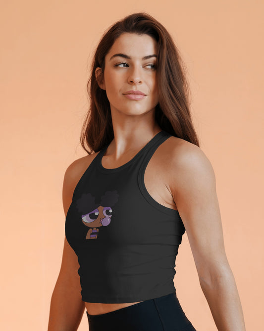 Cartoon Bubblegum Crop Tank Top – Women’s Cute Sleeveless Streetwear Tee
