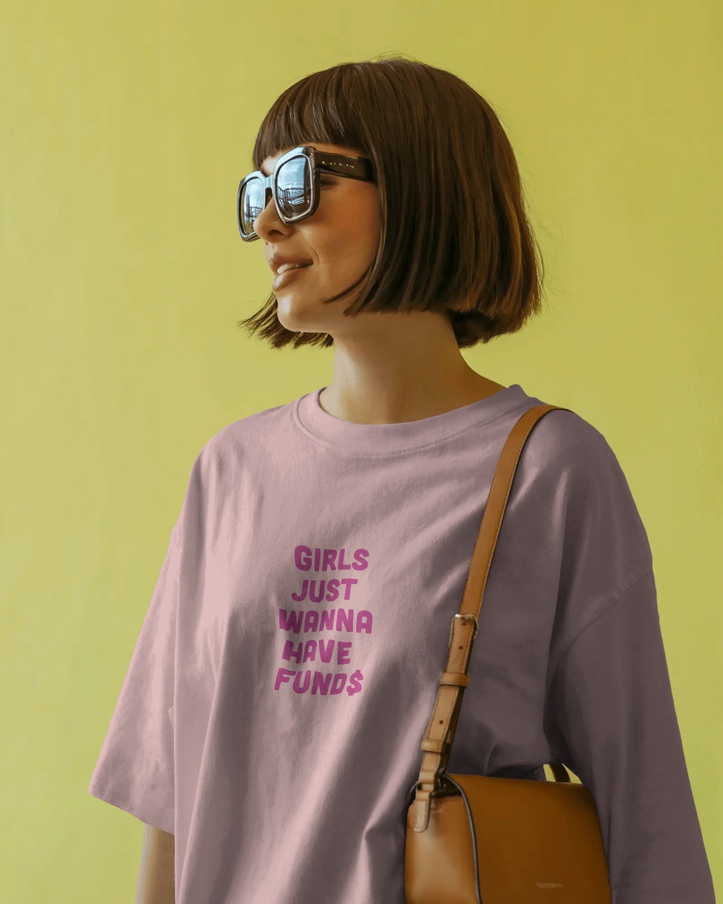 Oversized Baby Women’s T-Shirt – “Girls Just Wanna Have Funds” Graphic Print