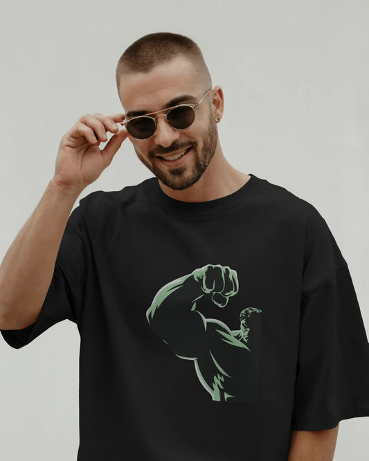 Men's Oversized T-Shirt with Hulk-Inspired Print | Bold Superhero Graphic Tee