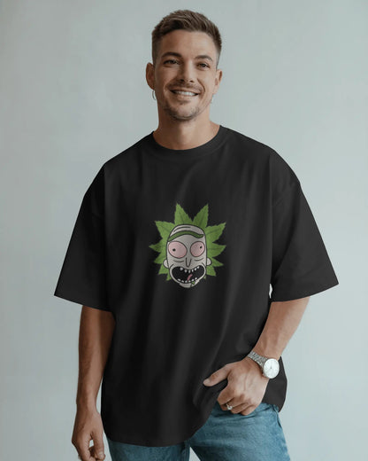 Trippy Leaf Face Oversized T-Shirt – Cartoon Graphic Tee (Unisex Streetwear)