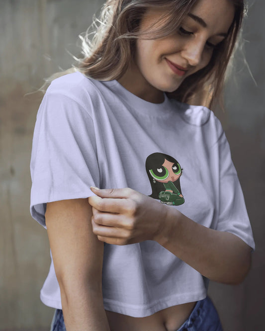 Juicy Powerpuff Girl Crop Top – Baby Graphic Tee for Women