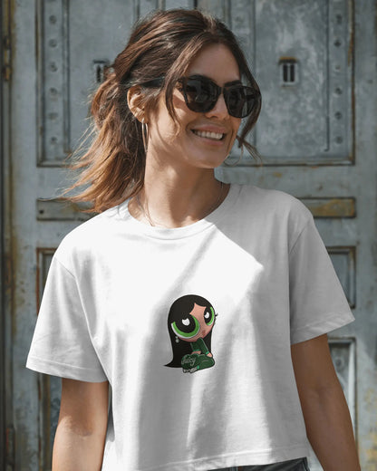 Juicy Powerpuff Girl Crop Top – Baby Graphic Tee for Women