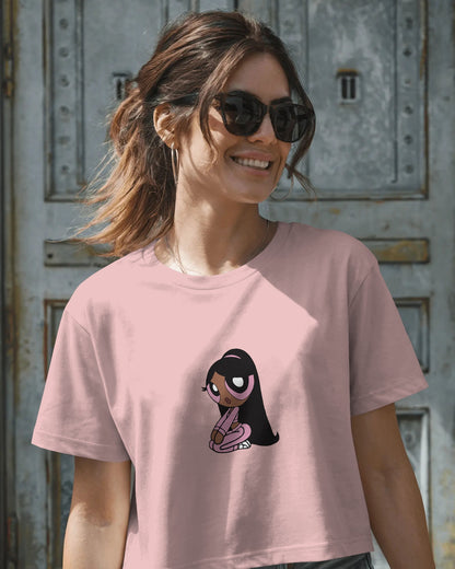 Baby Crop Top – Pink Power Puff Tee | Women’s Casual Streetwear