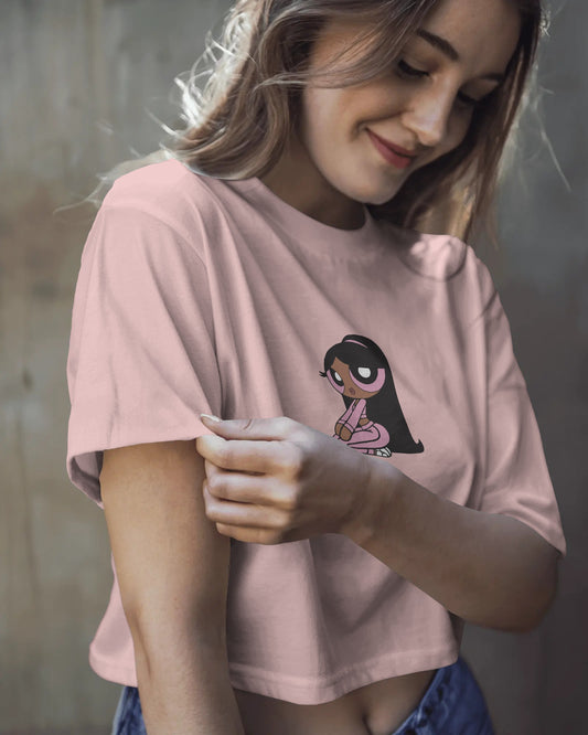 Baby Crop Top – Pink Power Puff Tee | Women’s Casual Streetwear