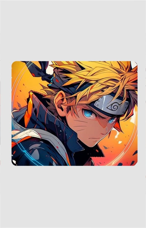 Anime character with spiky hair and headband on a colorful background Mouse Pad