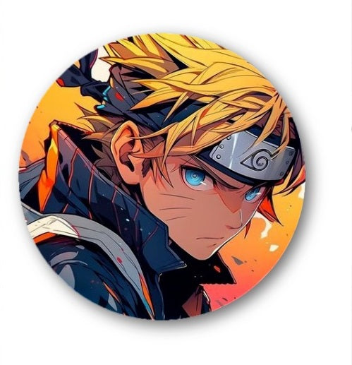 Anime character with spiky hair and headband on a colorful background Mouse Pad