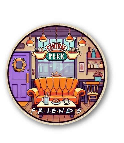 Circular design of Central Perk from 'Friends' Mouse Pad