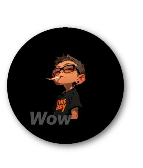 Circular sticker with a stylized character wearing glasses Mouse Pad