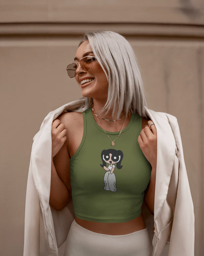 Cartoon Print Tank Top – Women’s Fitted Crop | Stylish Streetwear