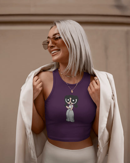 Cartoon Print Tank Top – Women’s Fitted Crop | Stylish Streetwear