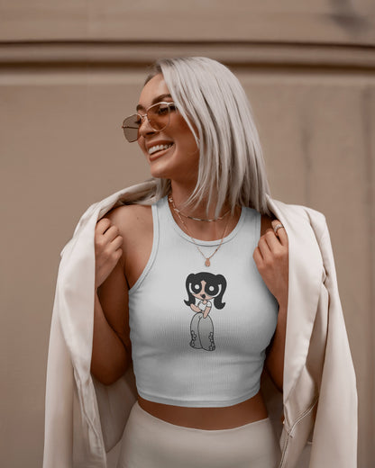 Cartoon Print Tank Top – Women’s Fitted Crop | Stylish Streetwear