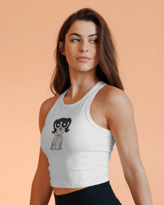 Cartoon Print Tank Top – Women’s Fitted Crop | Stylish Streetwear